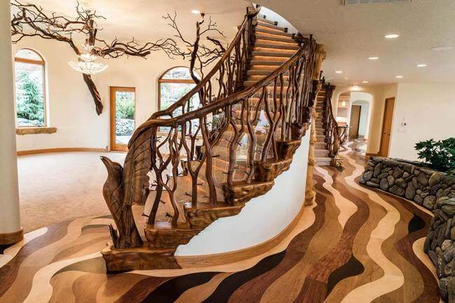 Afbeeldingsresultaat voor woodsculpture stairs
