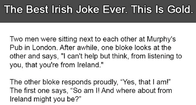 Jokes quick irish General Irish