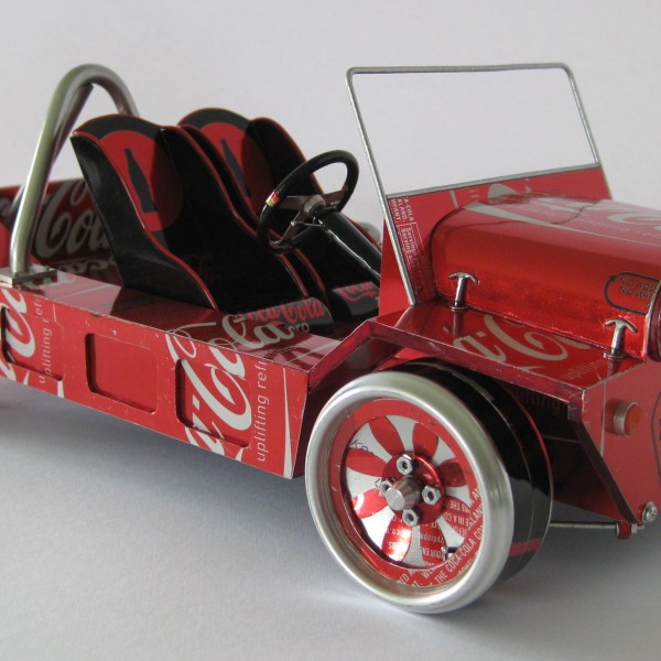 car models out of beer cans