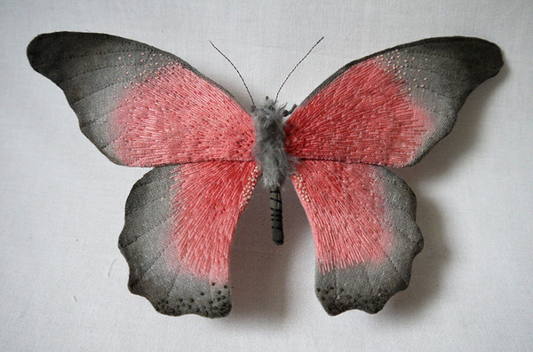              Giant Life-Like Moths And Butterflies Made Of Embroidered Fabric by Yumi Okita            