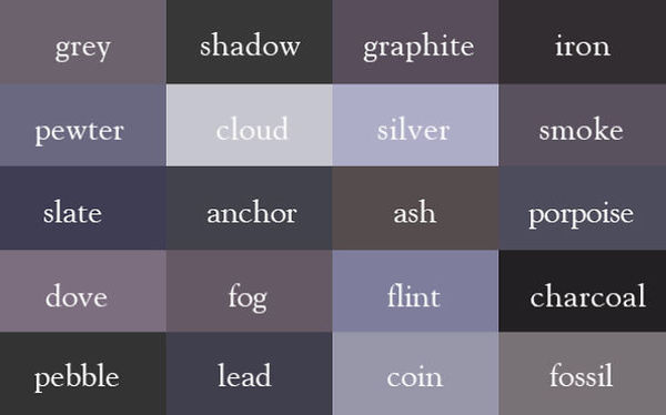 ultimate color chart - grey