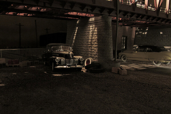 miniature scenes shot with model cars