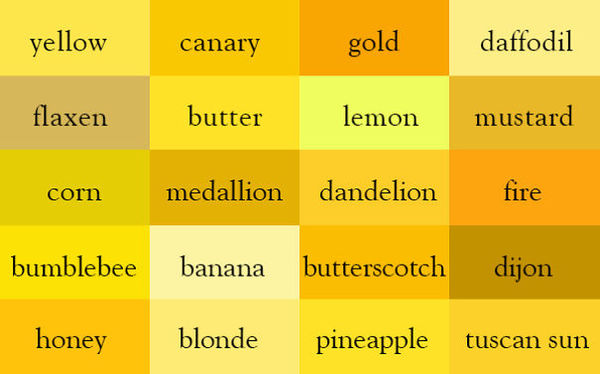 ultimate color chart - yellow