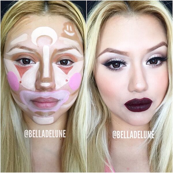 clown contouring makeup 1