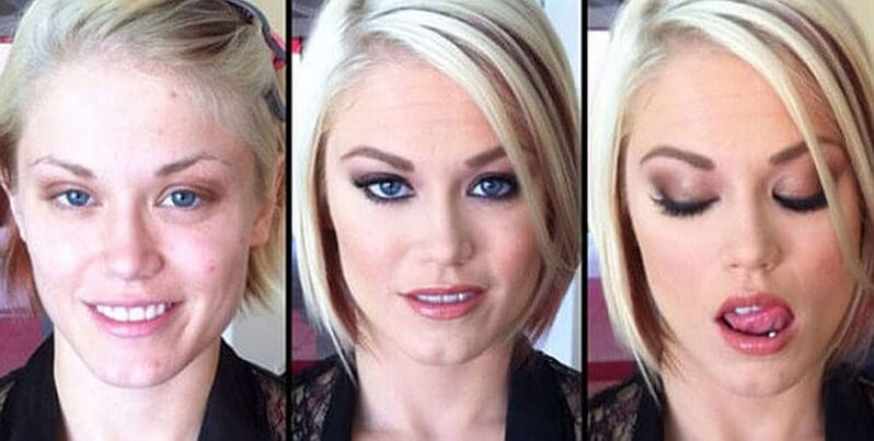 798px x 403px - Porn Stars Before And After Makeup Photo Series Will Make Your Jaw Drop
