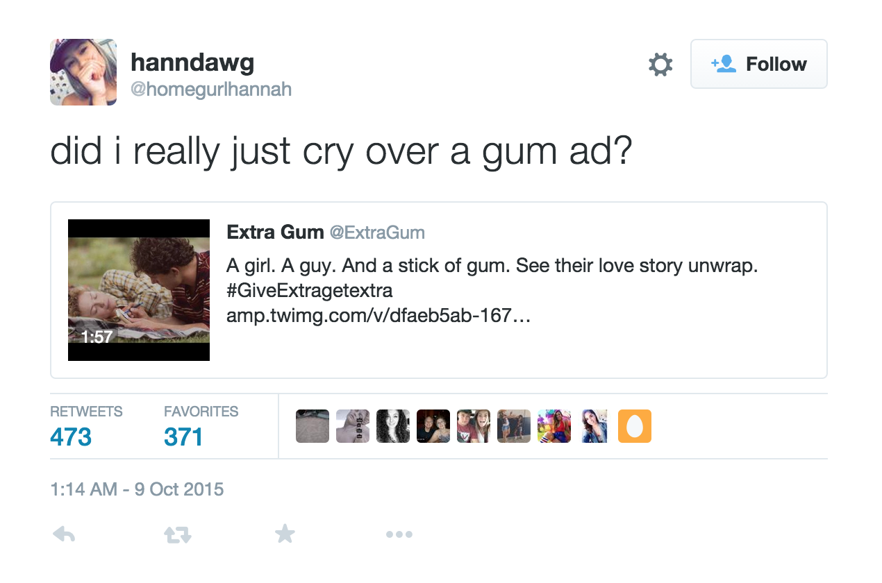 extra gum ad makes you cry 8