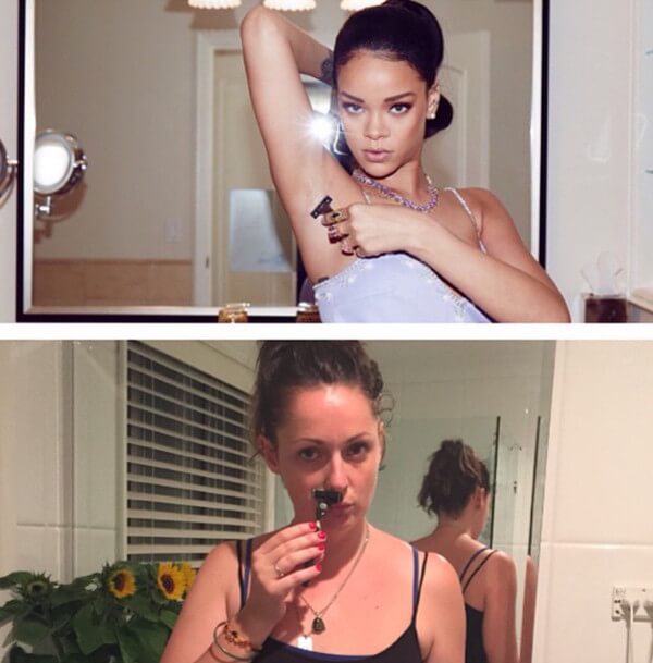 Woman Recreate Popular Celebrity Instagram Photos 14