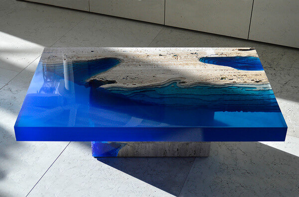 Cut Travertine lagoon tables 8