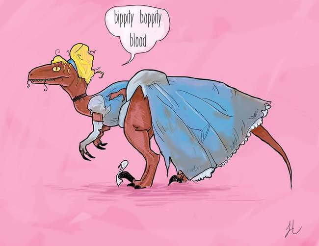 Disney princesses as velociraptors 1