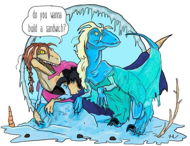 Disney princesses as velociraptors 2