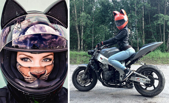 cat ears bike helmet