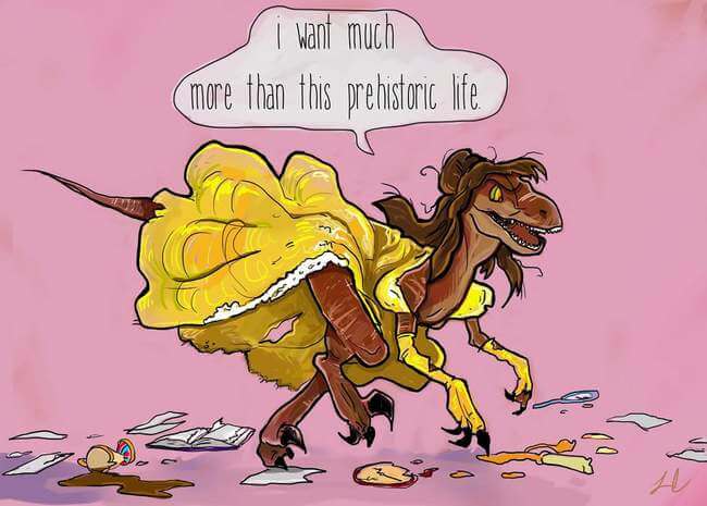 Disney princesses as velociraptors 4