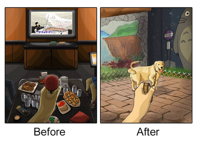 life before and after getting dog 6