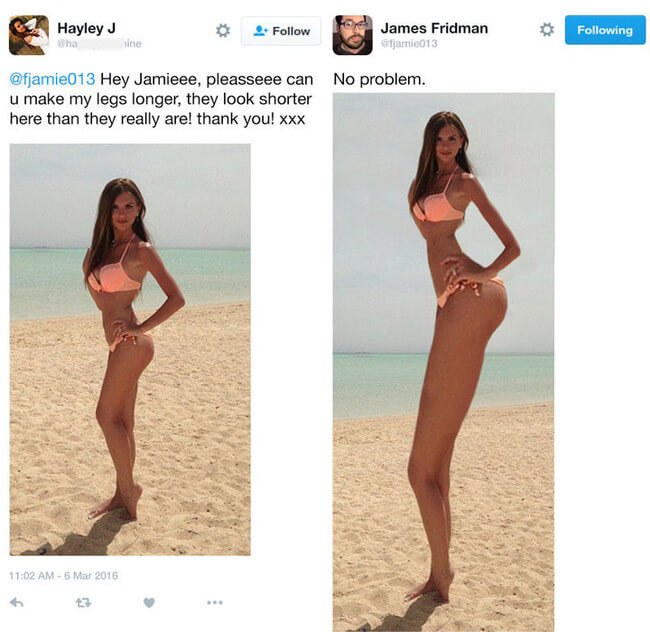 funny photoshop requests - long legs