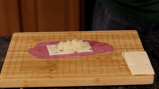 fried reuben balls - place cheese 3