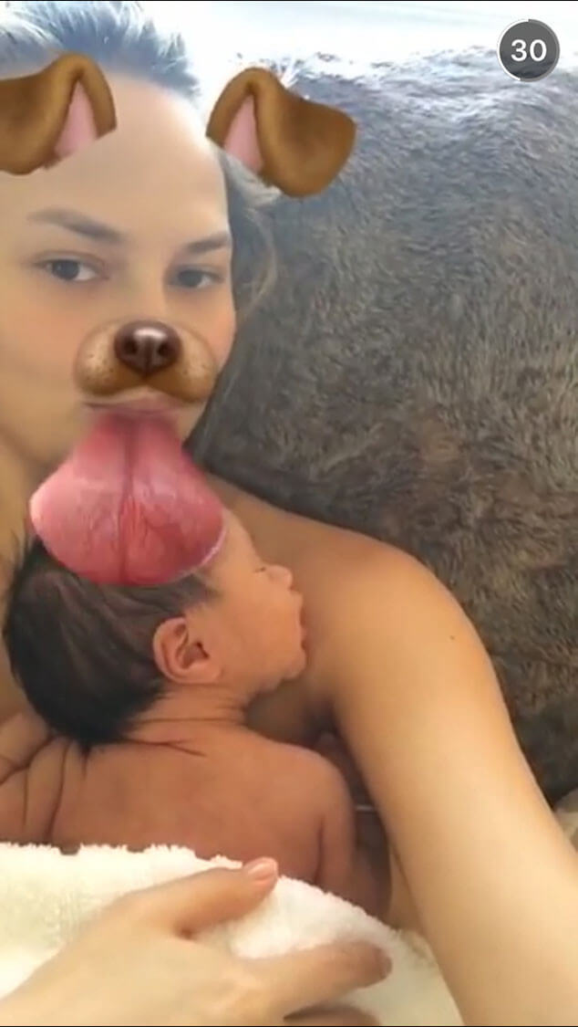 Chrissy Teigen Cuddles Baby Luna 2 (1)
