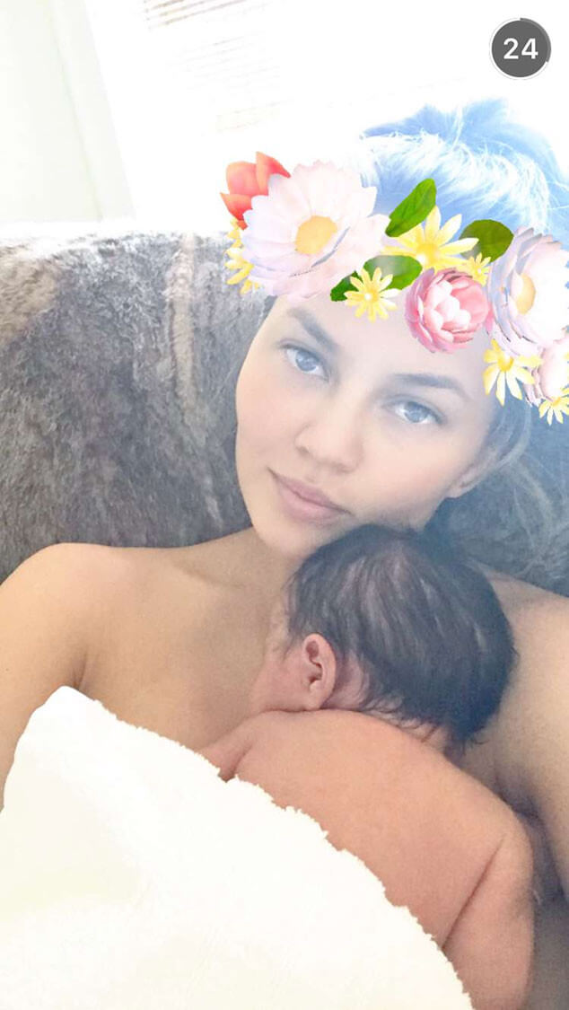 Chrissy Teigen Cuddles Baby Luna 4 (1)