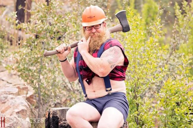 Bearded Man Playfully Pin-Up Calendar Photos 8