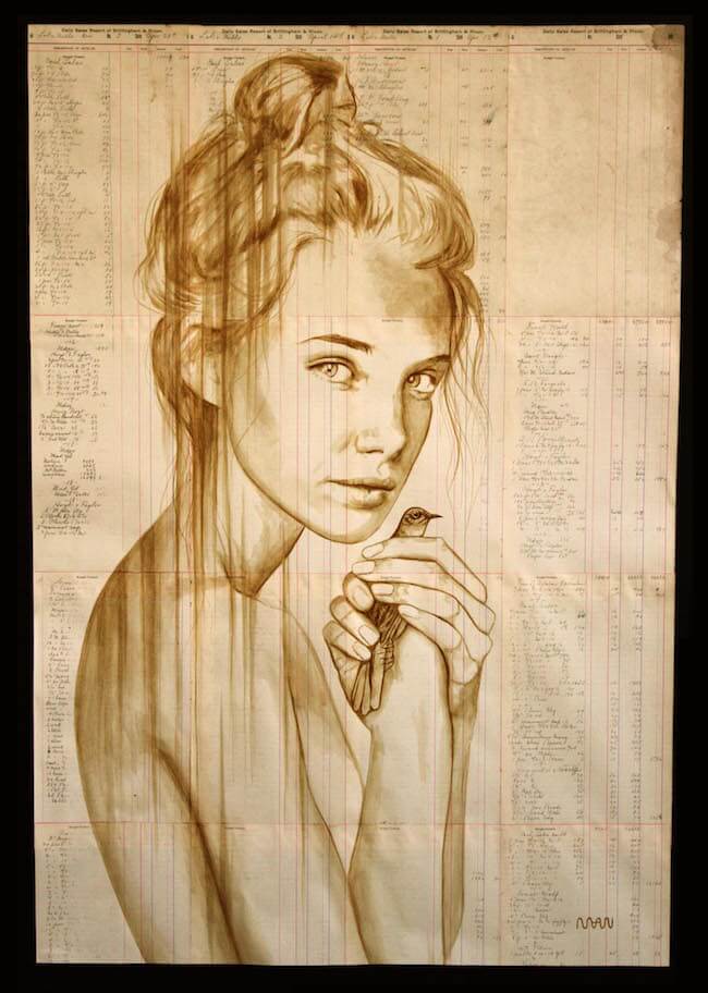 Stunning Portraits On Vintage Paper With Coffee (1)