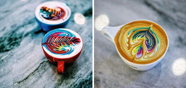 Colorful Latte Art Using Food Dye 2