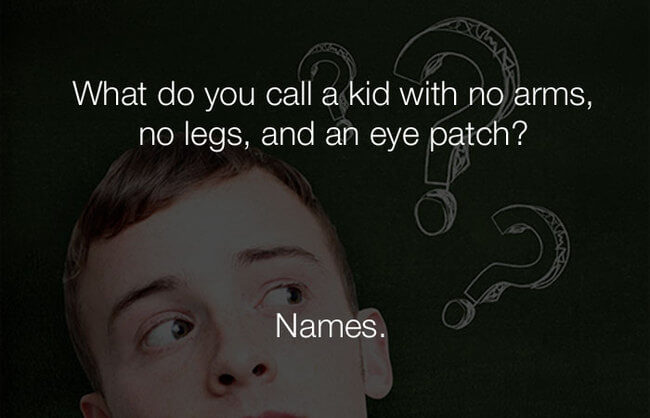 stupid funny jokes - what do you call a kid with no arms 30