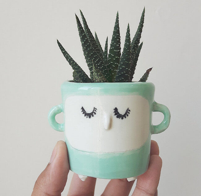 Quirky Ceramic Face Pots 5