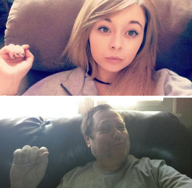 Dad Hilariously Trolls His Daughter By Recreating Her Selfies On Social 