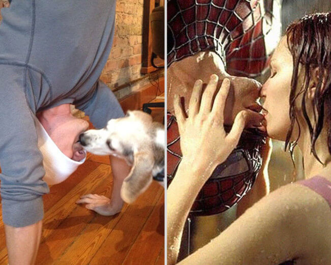 Guy Hilariously Recreates Famous Romantic Movie Scenes With Dog 12