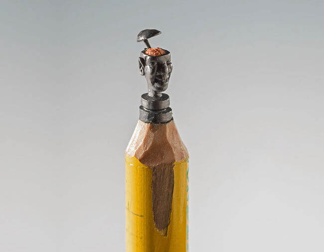 Elephants carved Into A Pencil 15