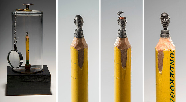 Elephants carved Into A Pencil 14