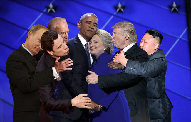 Obama And Clinton Hug 2