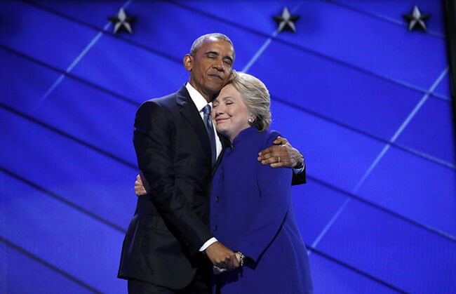 Obama And Clinton Hug 1