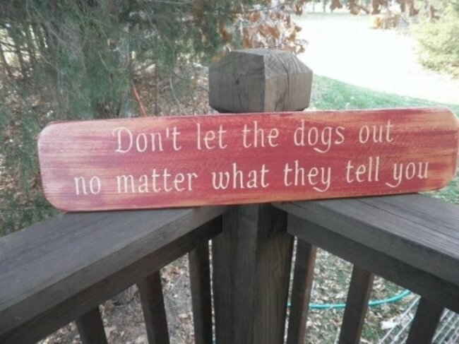 dog signs - dont let the dogs out 7