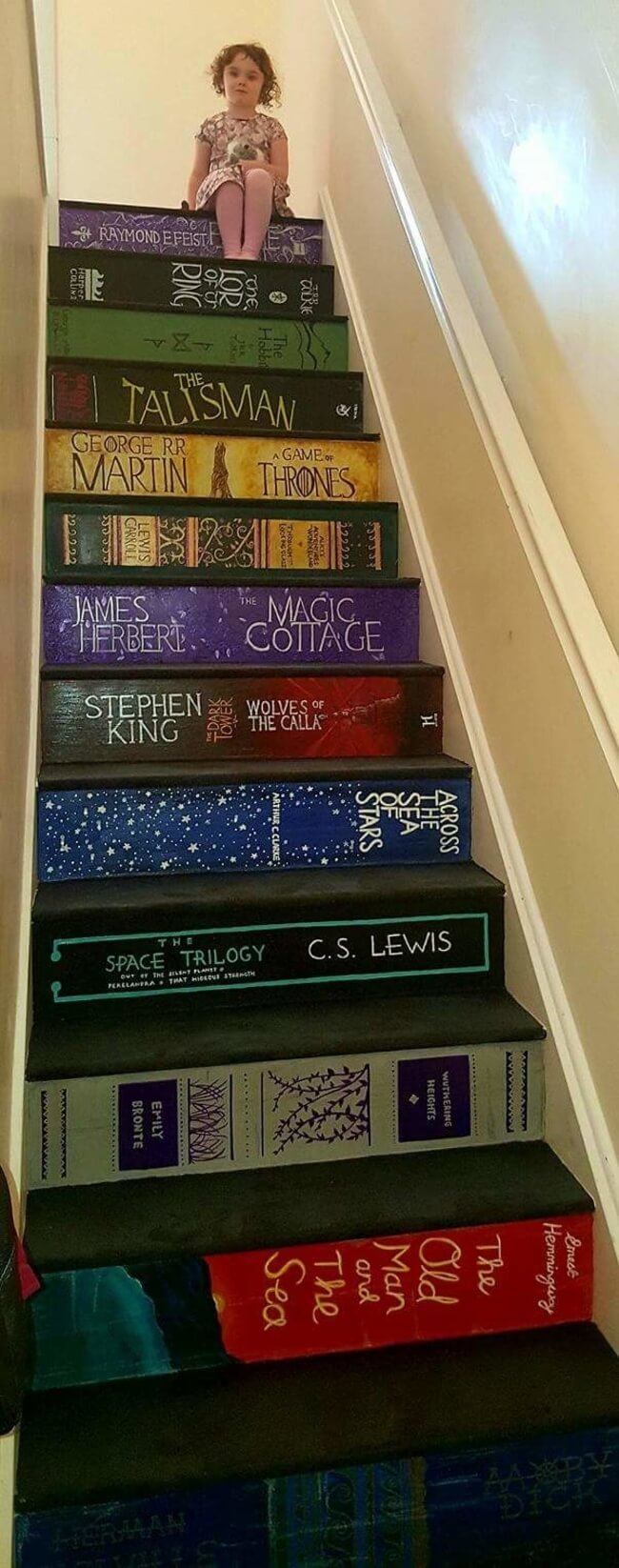 staircase painted like books 2