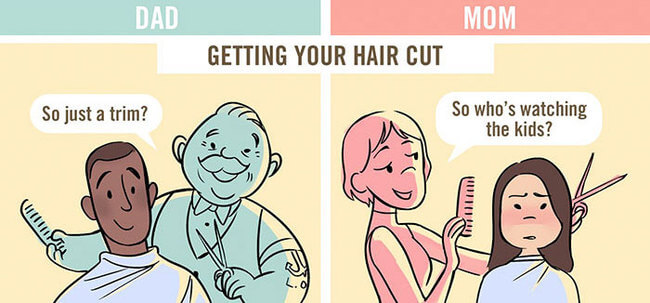 These 5 Illustrations Show How Differently Moms And Dads Are Seen In Public