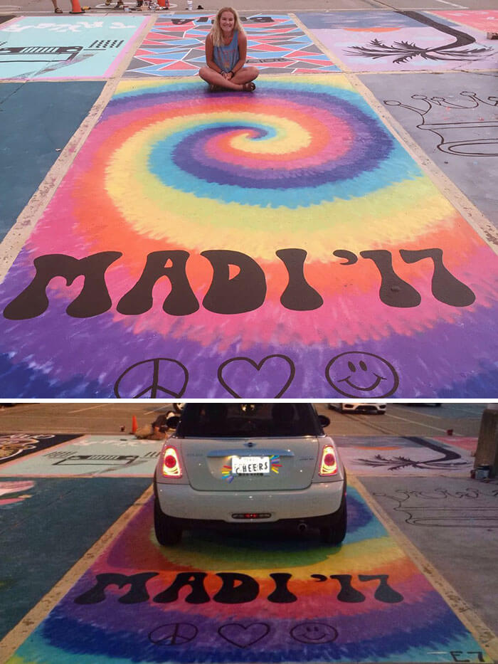 High School Seniors Express Themselves By Painting Their Parking Spot