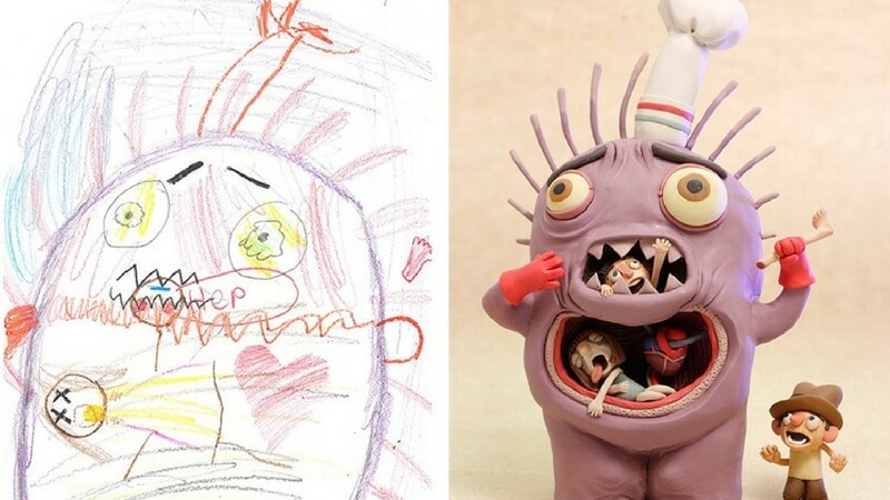 Artists Recreate Cool Drawings Of Monsters Done By Elementary School