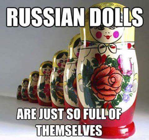 Russian dolls in a row