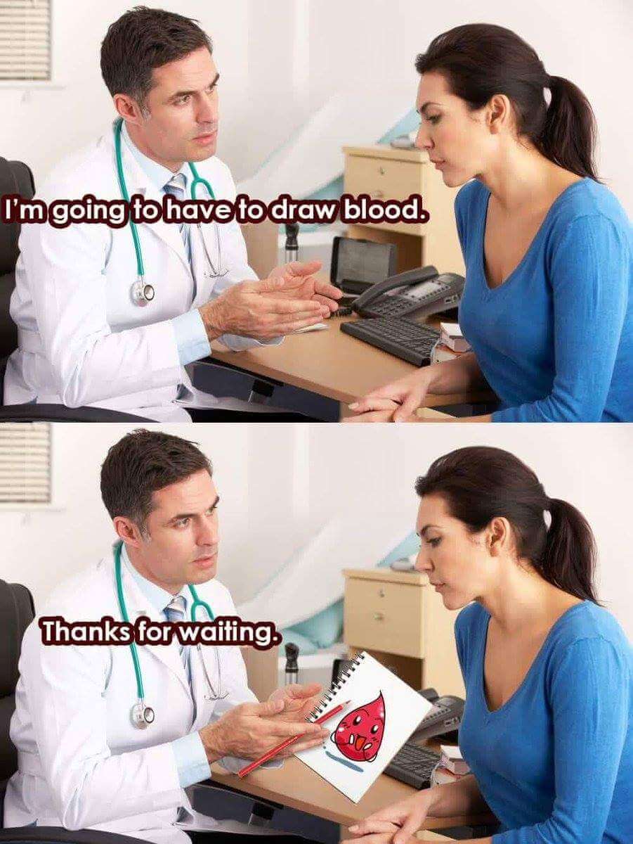 a doctor drawing a picture of blood 