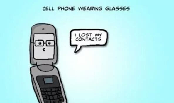 a drawing of a phone with glasses 