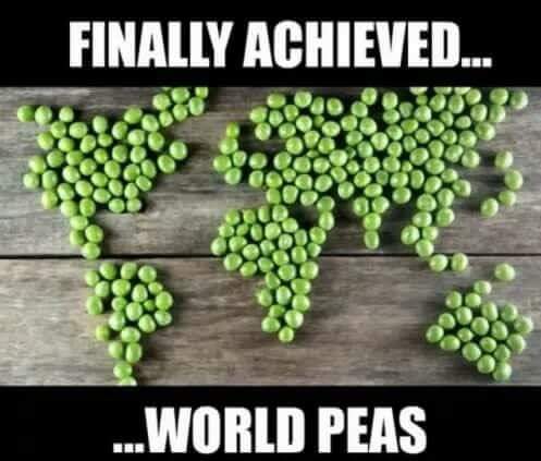 peas in the shape of the world map