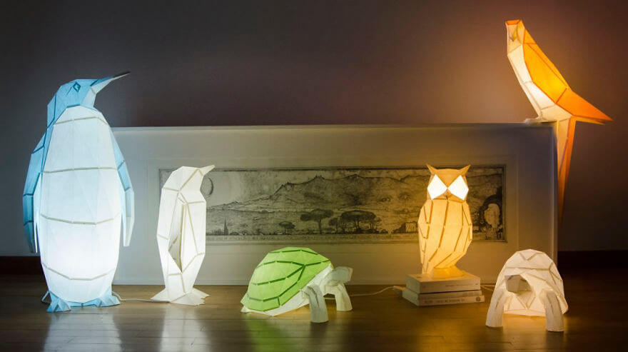 Cool Origami Paper Lamps Shaped Like Cute Animals By Hugo & Teresa