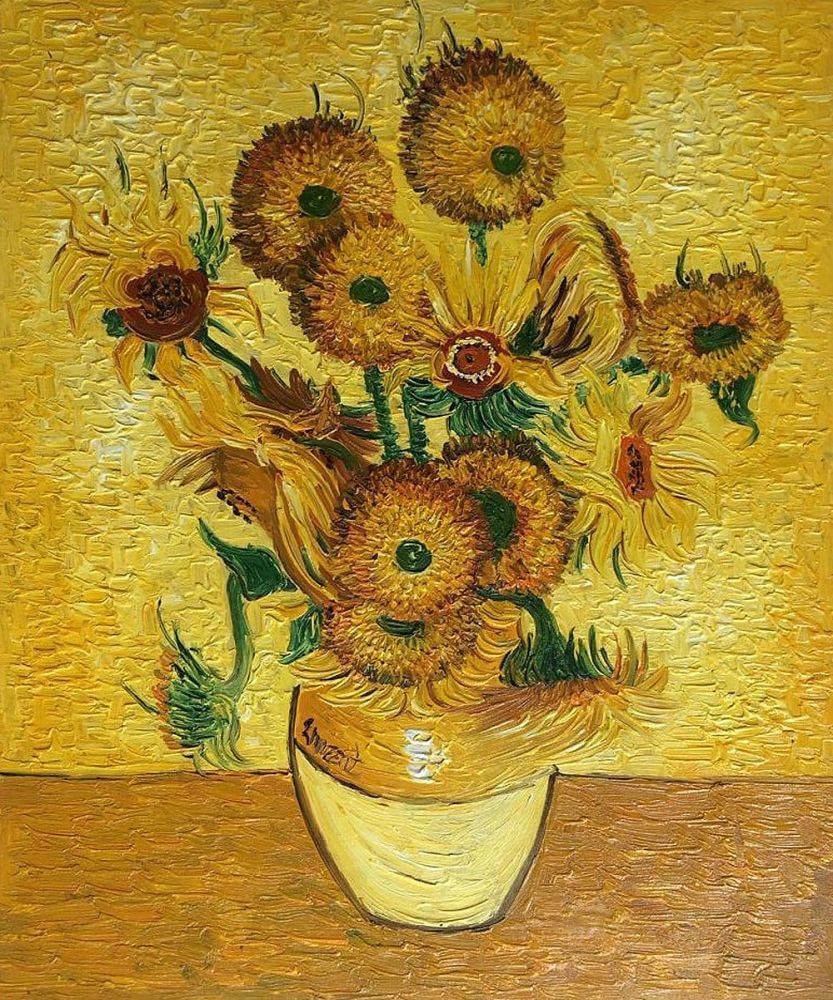 Vase with Fifteen Sunflowers