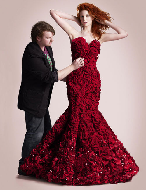 Joseph Massie Designed a Classic Red Rose  Dress  Made Out 