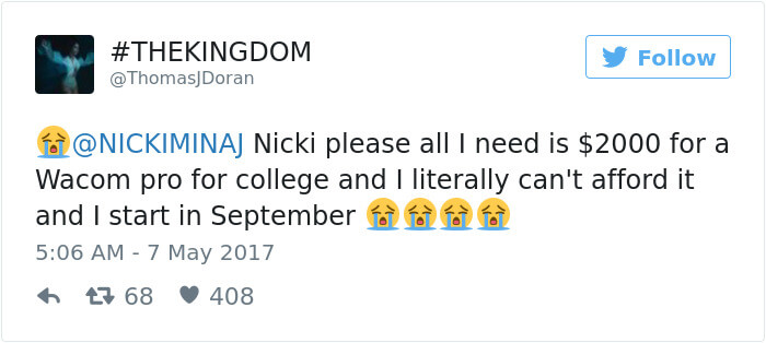 nicki minaj paying college tuition for students 22