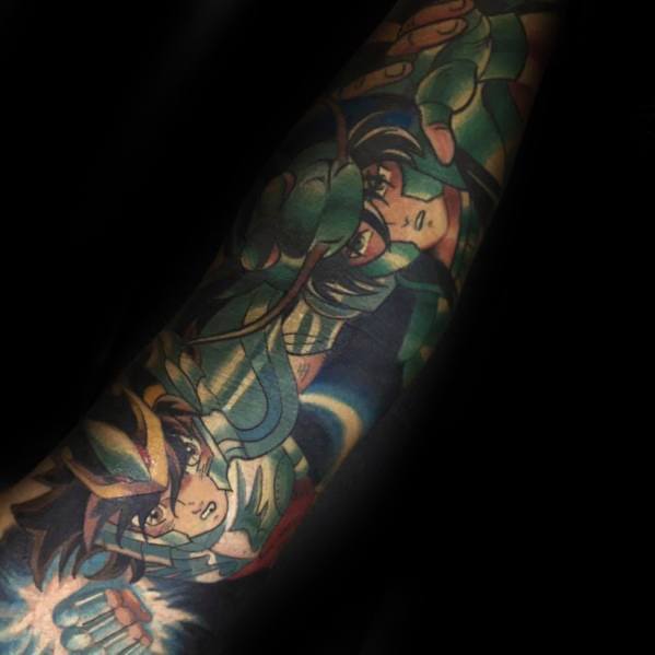 1st half of anime Sleeve done by Sneak from 1up ink tattoo studio Dallas  TX  rtattoos