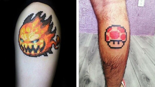 59 Pixel Tattoo Designs That Remind Us How Much We Love Video Games