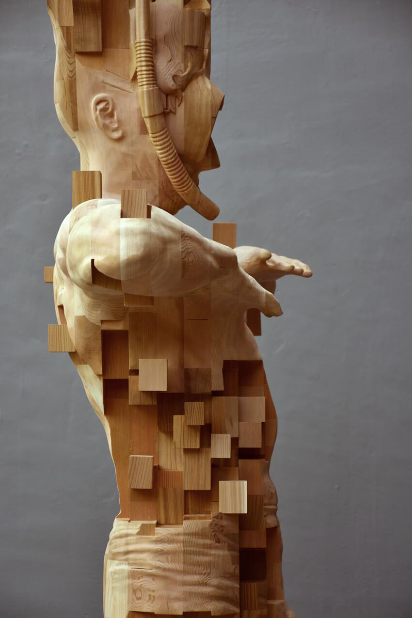 Hsu Tung Han Pixelated Wood Sculpture Shows That Glitches Can Be ...