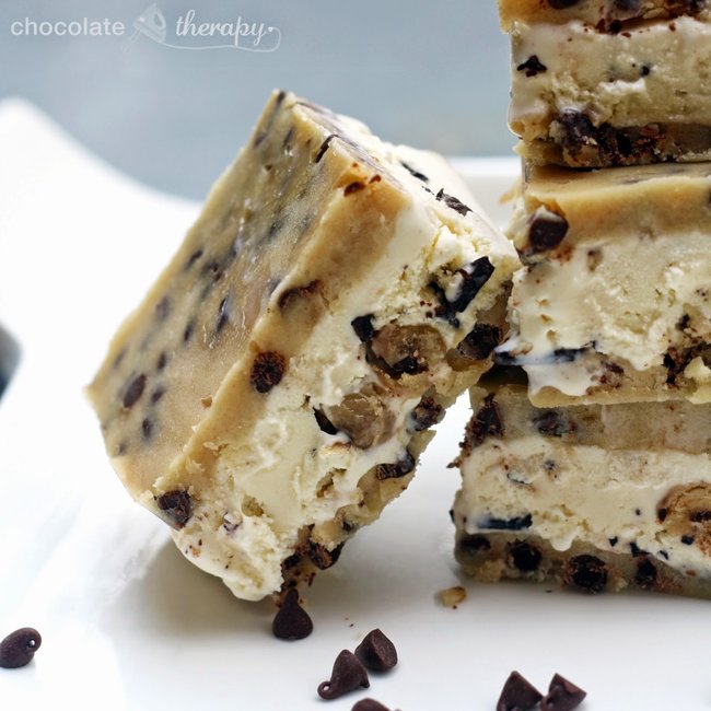 Chocolate Chip Cookie Dough Ice Cream Sandwiches