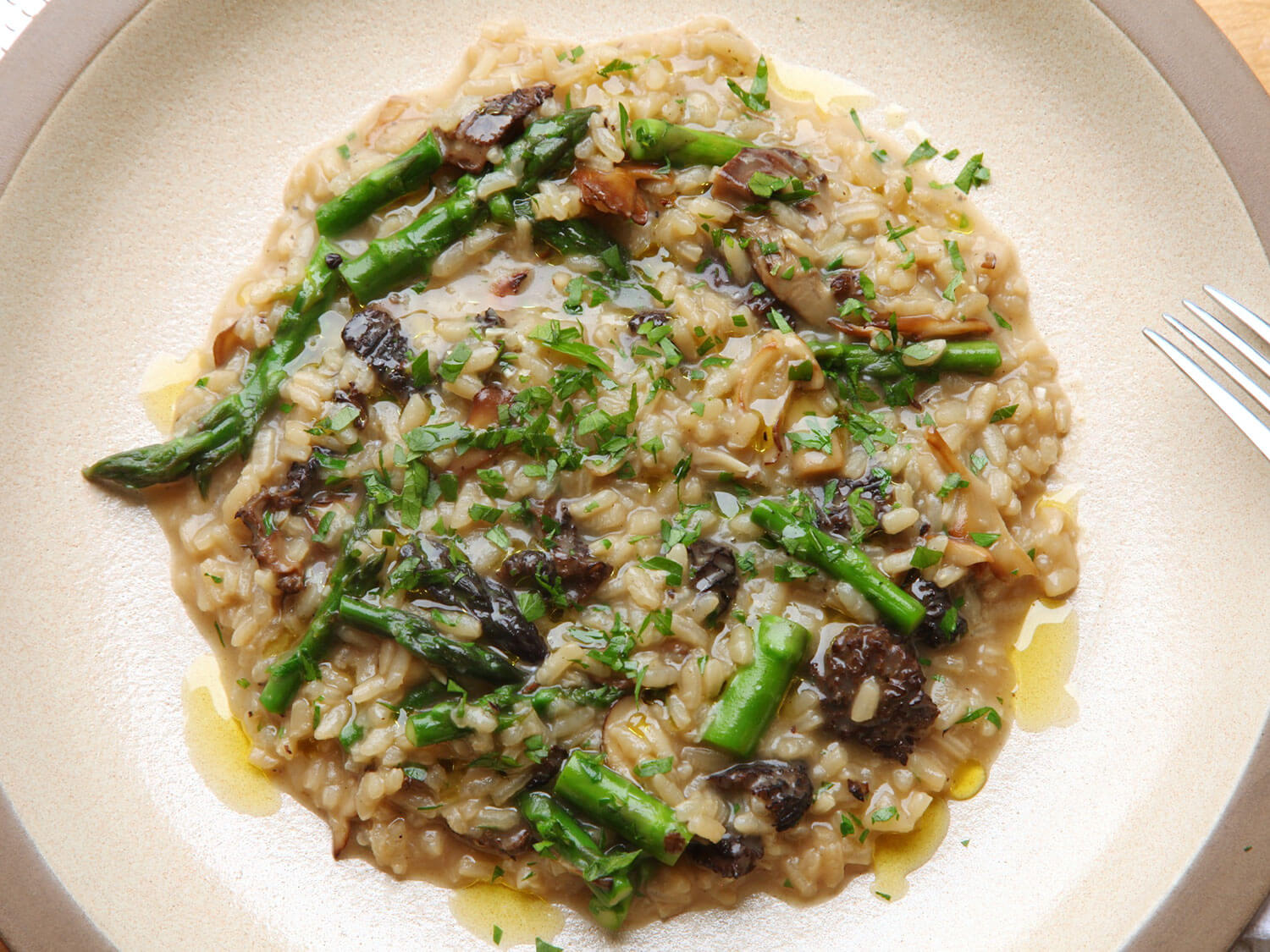 Mushroom and Asparagus Risotto